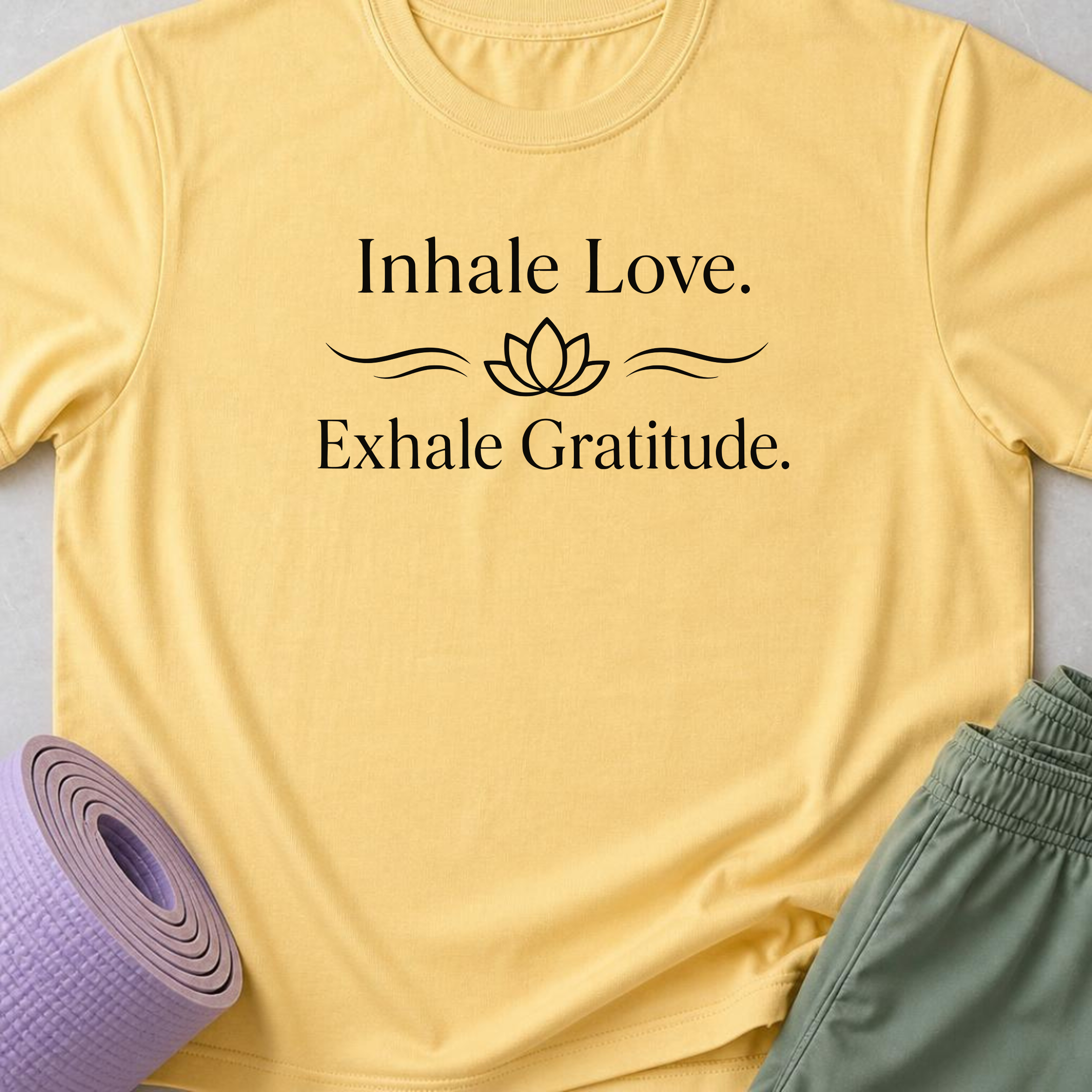 Inhale Love Exhale Gratitude Shirt, Minimalist Yoga Tee, Lotus Meditation Shirt, Mindfulness Wellness Gift.