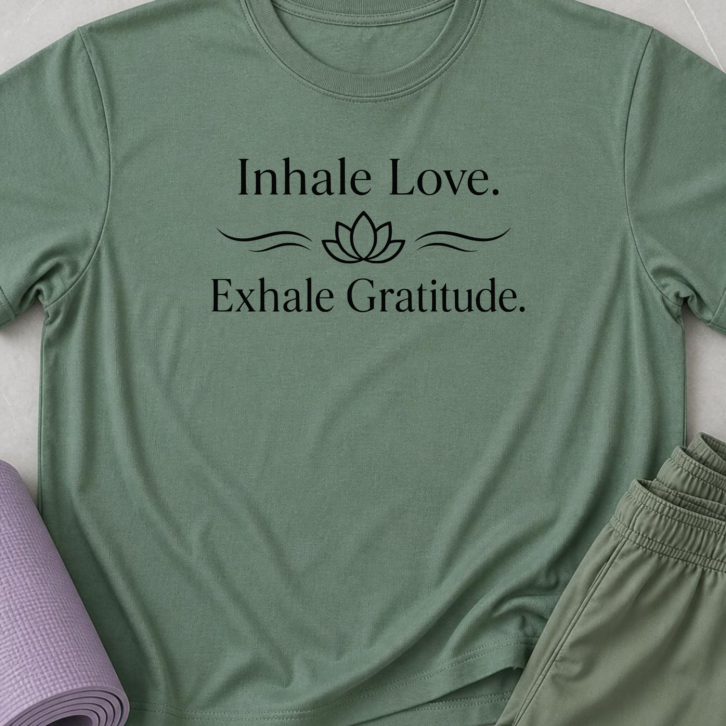 Inhale Love Exhale Gratitude Shirt, Minimalist Yoga Tee, Lotus Meditation Shirt, Mindfulness Wellness Gift.