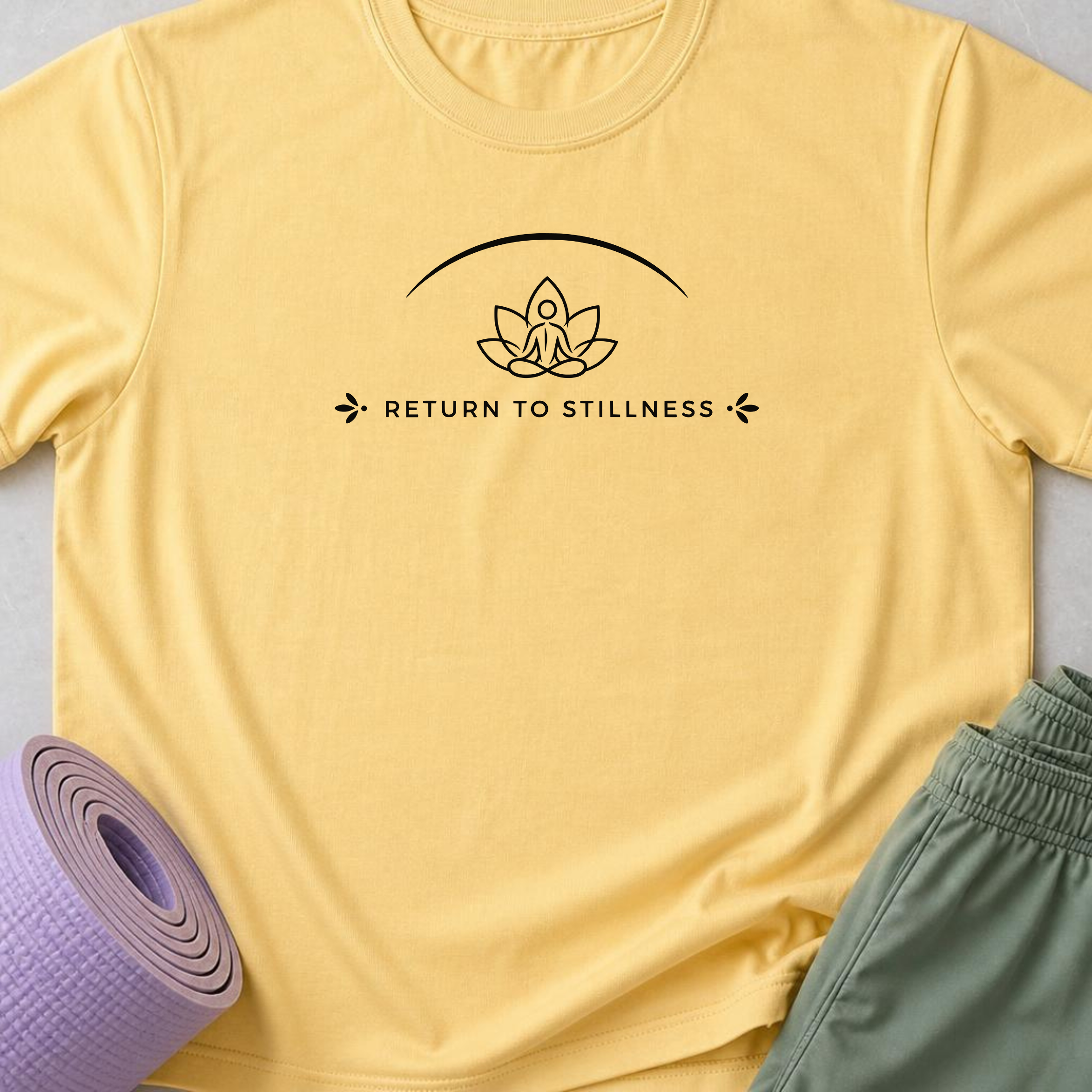 Return To Stillness Yoga Shirt, Minimalist Meditation Tee, Lotus Wellness T-Shirt, Mindfulness Gift for Yoga Lovers.