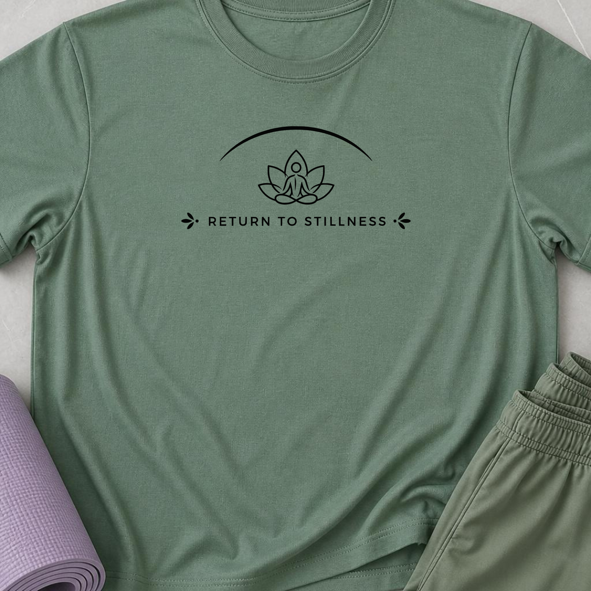 Return To Stillness Yoga Shirt, Minimalist Meditation Tee, Lotus Wellness T-Shirt, Mindfulness Gift for Yoga Lovers.