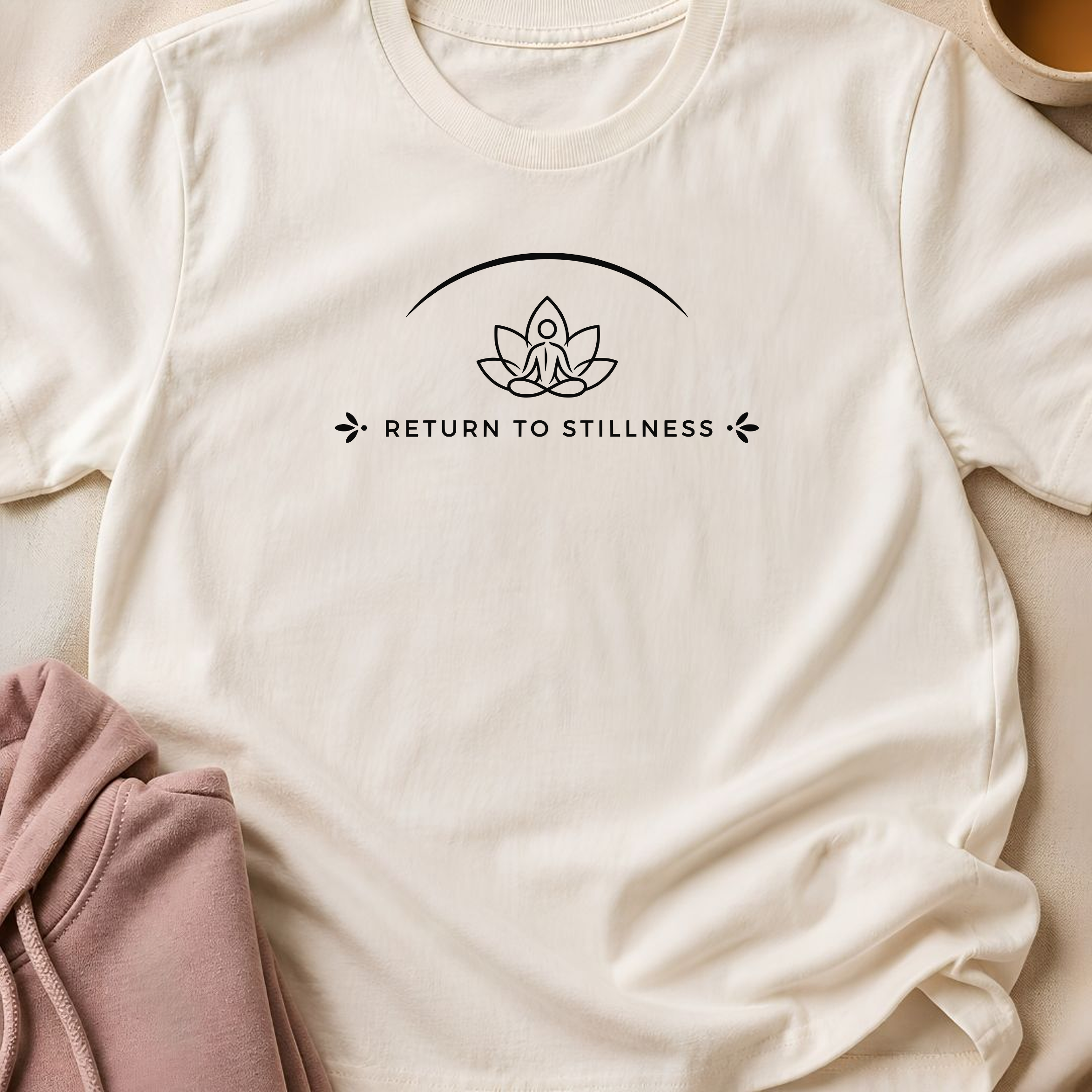 Return To Stillness Yoga Shirt, Minimalist Meditation Tee, Lotus Wellness T-Shirt, Mindfulness Gift for Yoga Lovers.