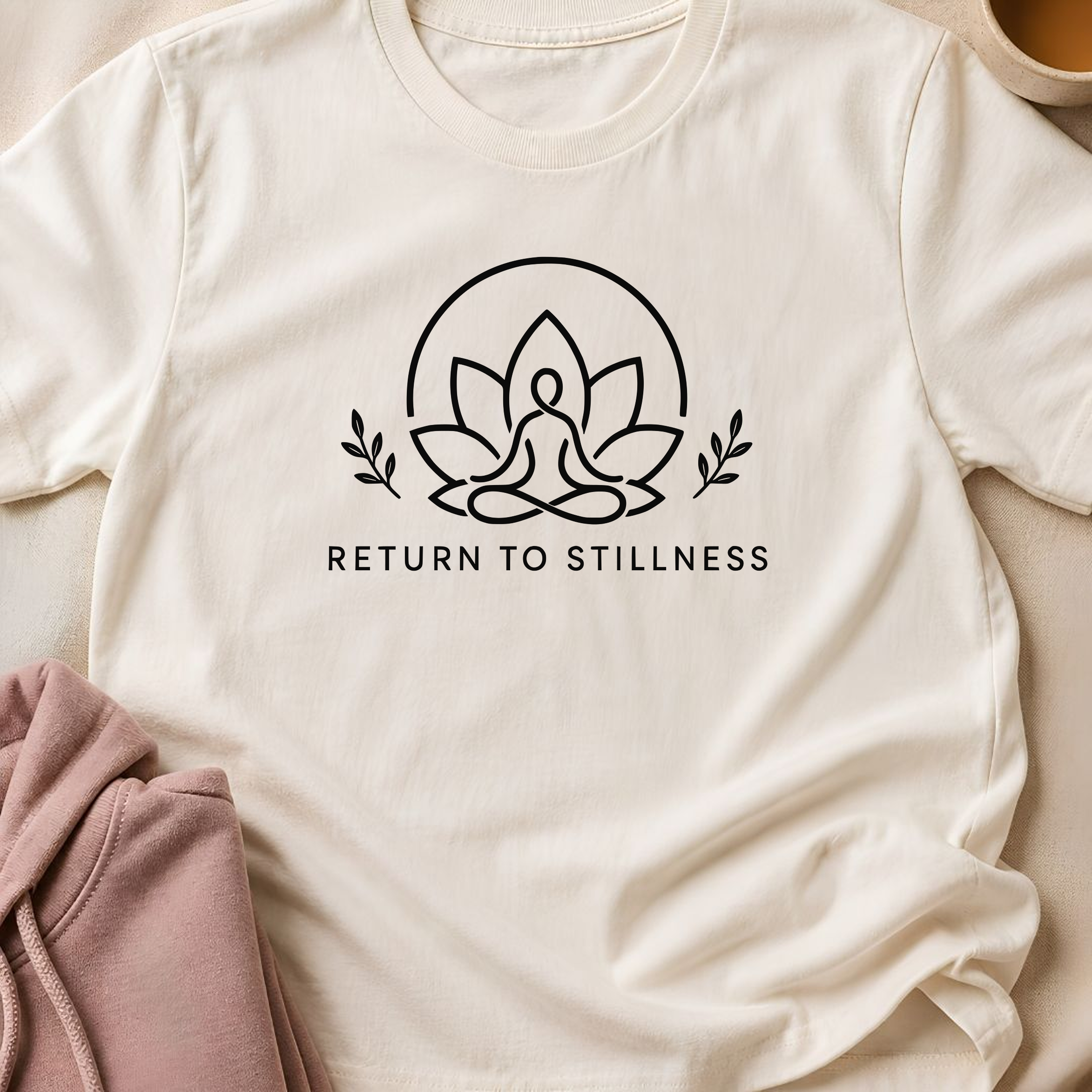 Return To Stillness Yoga Shirt, Minimalist Meditation Tee, Lotus Wellness T-Shirt, Mindfulness Gift for Yoga Lovers.