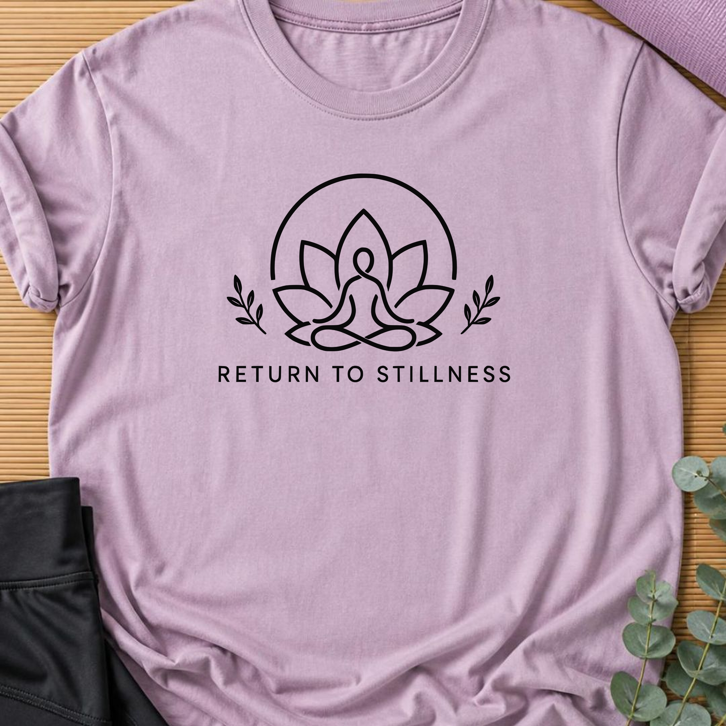 Return To Stillness Yoga Shirt, Minimalist Meditation Tee, Lotus Wellness T-Shirt, Mindfulness Gift for Yoga Lovers.