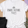 Breathe Deep Yoga Shirt, Minimalist Wellness Tee, Meditation T-Shirt, Lotus Mindfulness Gift, Peaceful Yoga Lover Shirt.