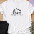 Peace Within Lotus Yoga Shirt, Minimalist Meditation Tee, Wellness T-Shirt, Mindfulness Gift, Peaceful Yoga Lover Shirt.