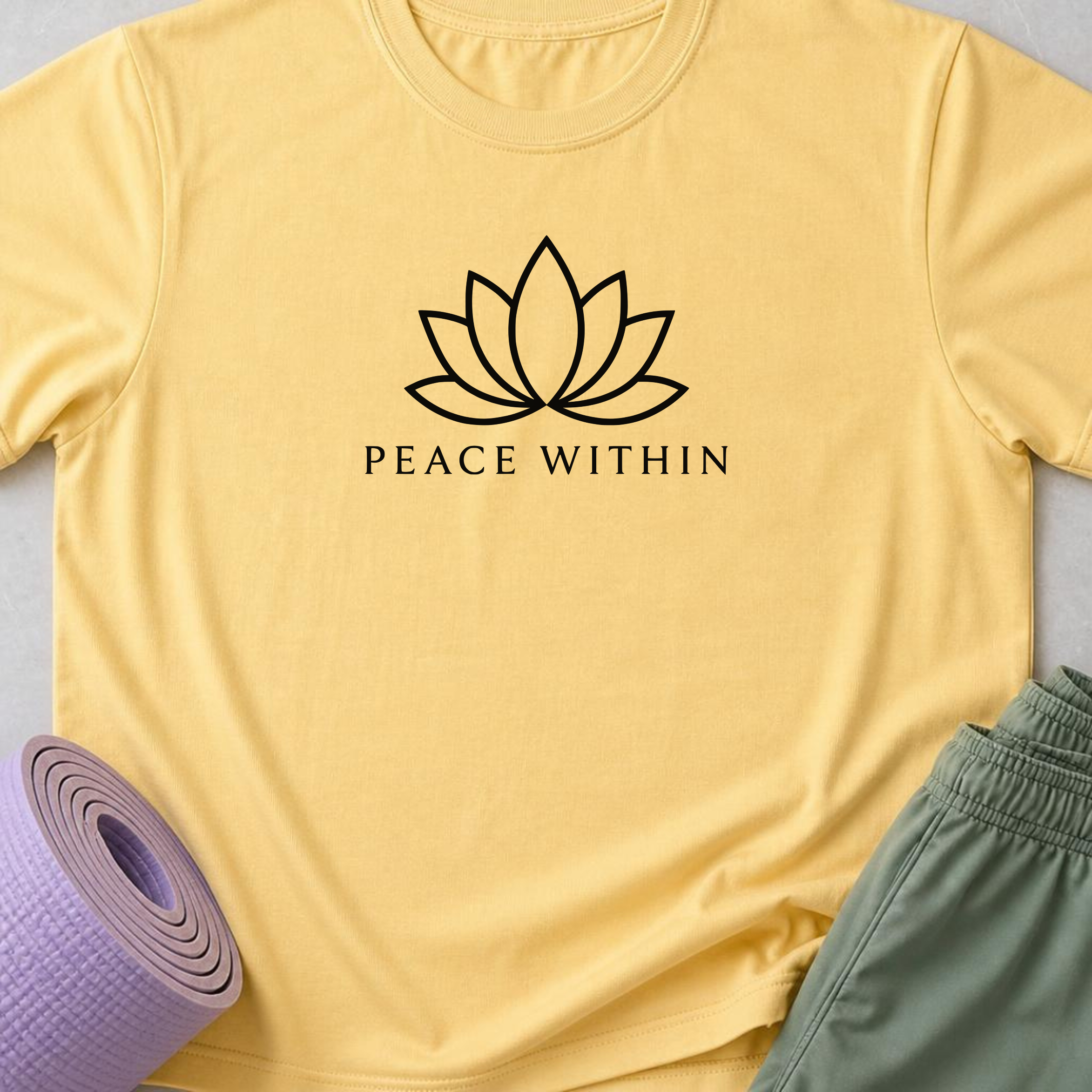 Peace Within Lotus Yoga Shirt, Minimalist Meditation Tee, Wellness T-Shirt, Mindfulness Gift, Peaceful Yoga Lover Shirt.