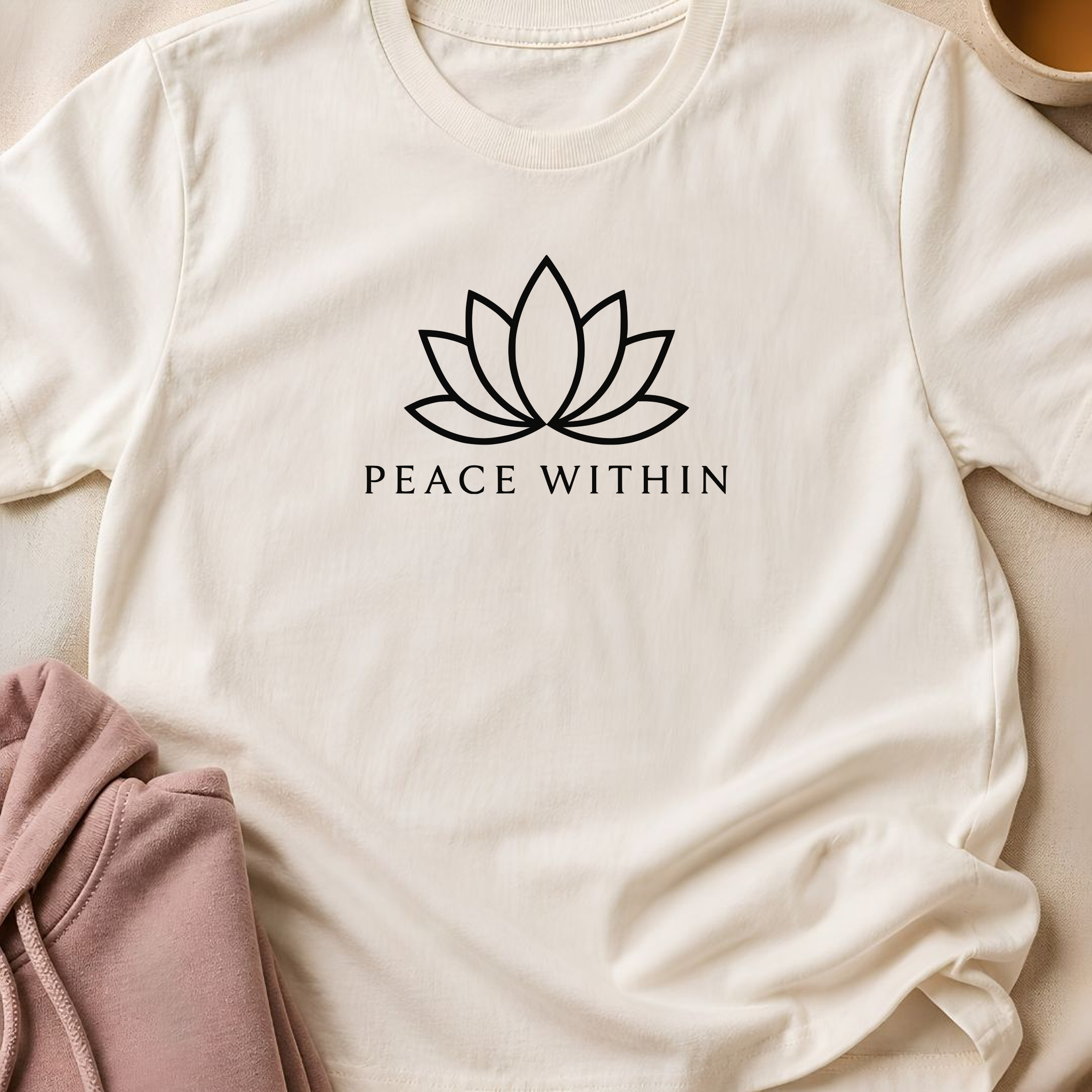 Peace Within Lotus Yoga Shirt, Minimalist Meditation Tee, Wellness T-Shirt, Mindfulness Gift, Peaceful Yoga Lover Shirt.