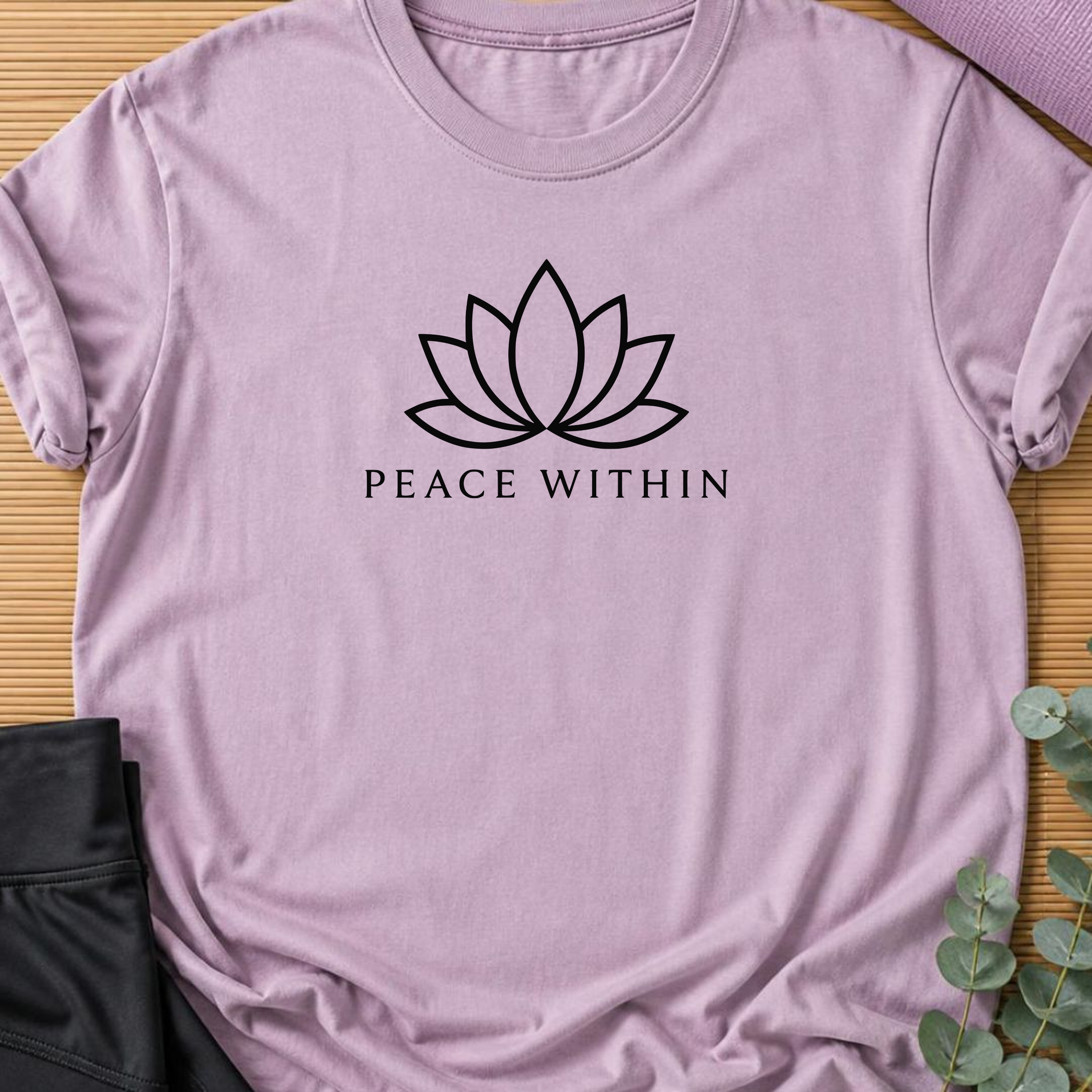 Peace Within Lotus Yoga Shirt, Minimalist Meditation Tee, Wellness T-Shirt, Mindfulness Gift, Peaceful Yoga Lover Shirt.