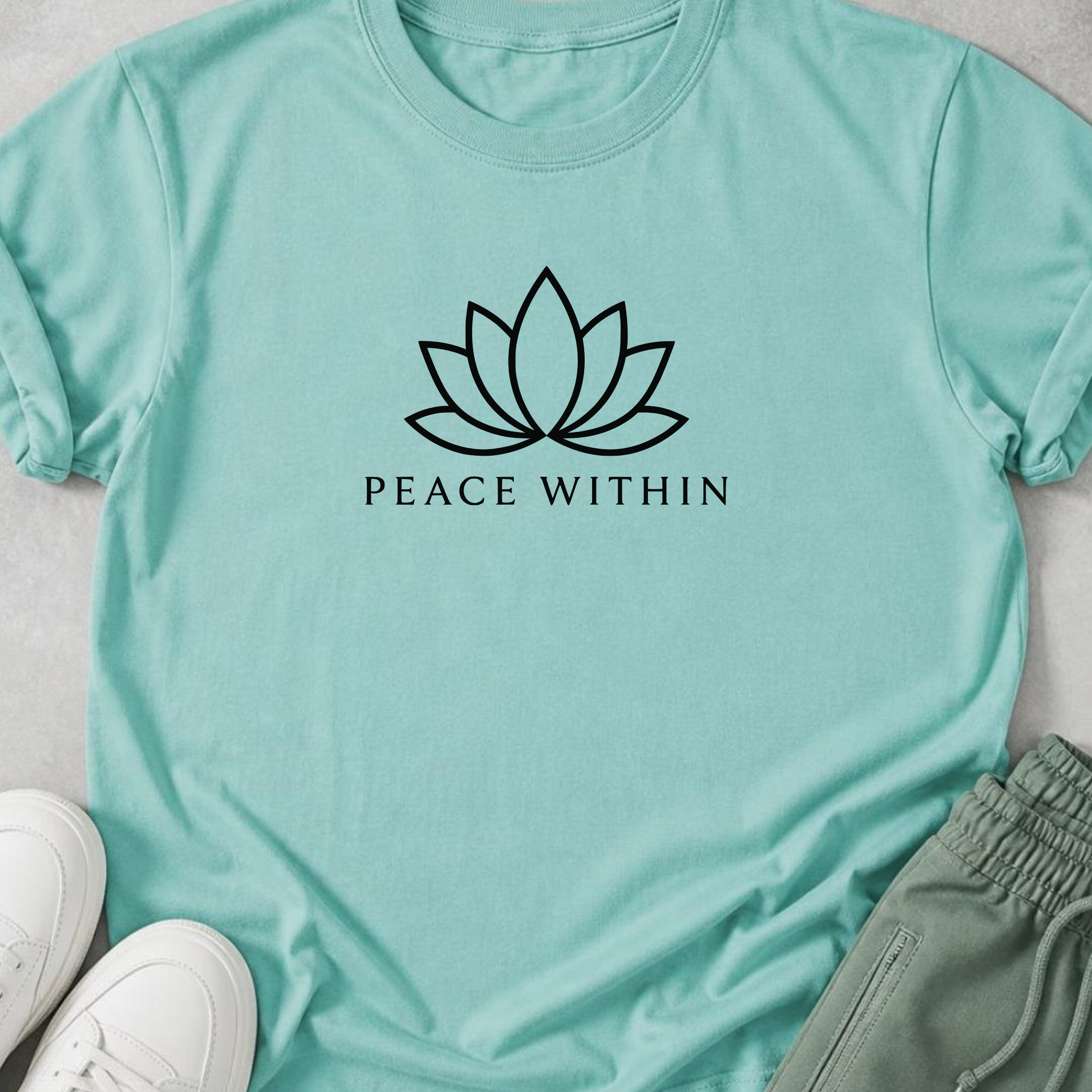 Peace Within Lotus Yoga Shirt, Minimalist Meditation Tee, Wellness T-Shirt, Mindfulness Gift, Peaceful Yoga Lover Shirt.