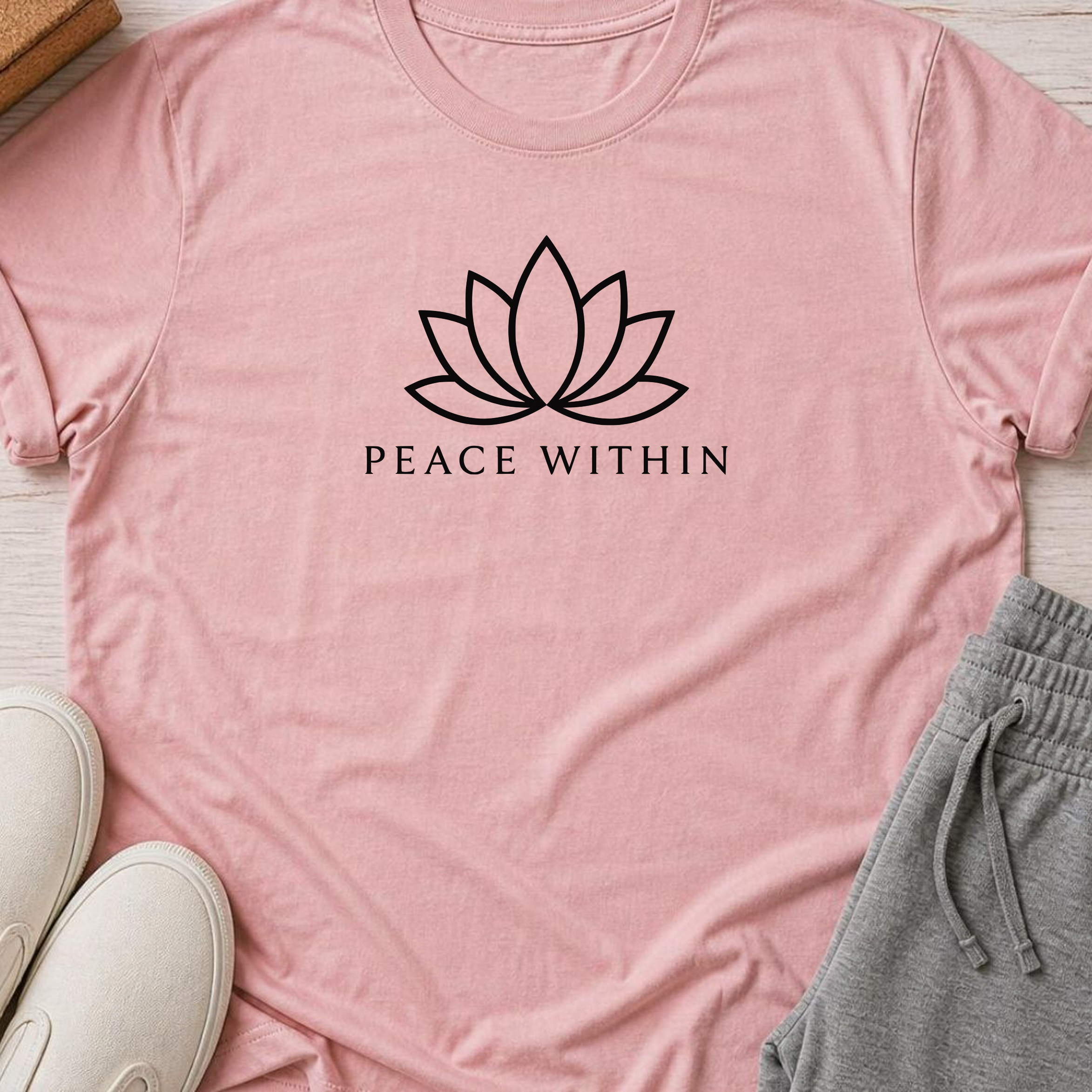 Peace Within Lotus Yoga Shirt, Minimalist Meditation Tee, Wellness T-Shirt, Mindfulness Gift, Peaceful Yoga Lover Shirt.