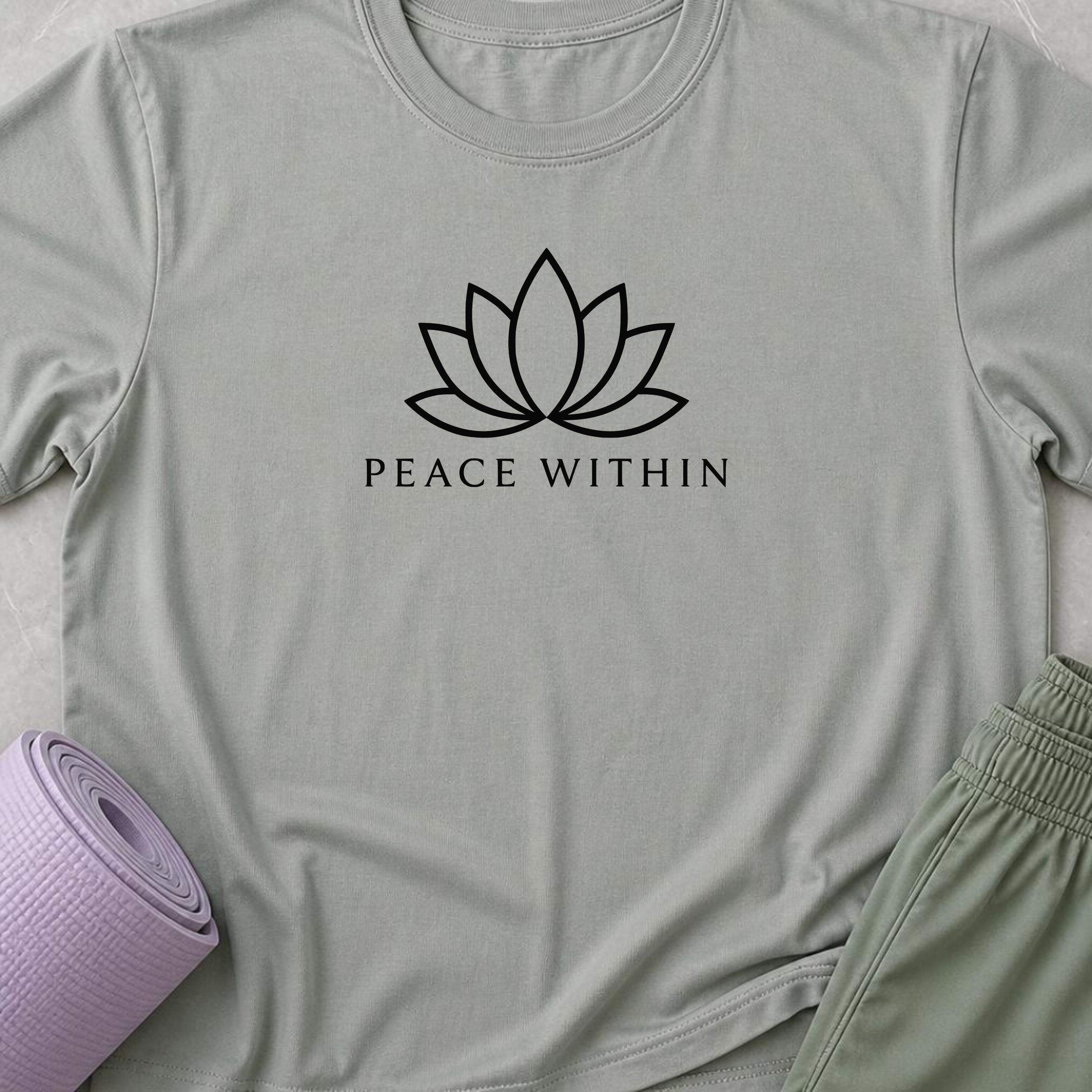Peace Within Lotus Yoga Shirt, Minimalist Meditation Tee, Wellness T-Shirt, Mindfulness Gift, Peaceful Yoga Lover Shirt.