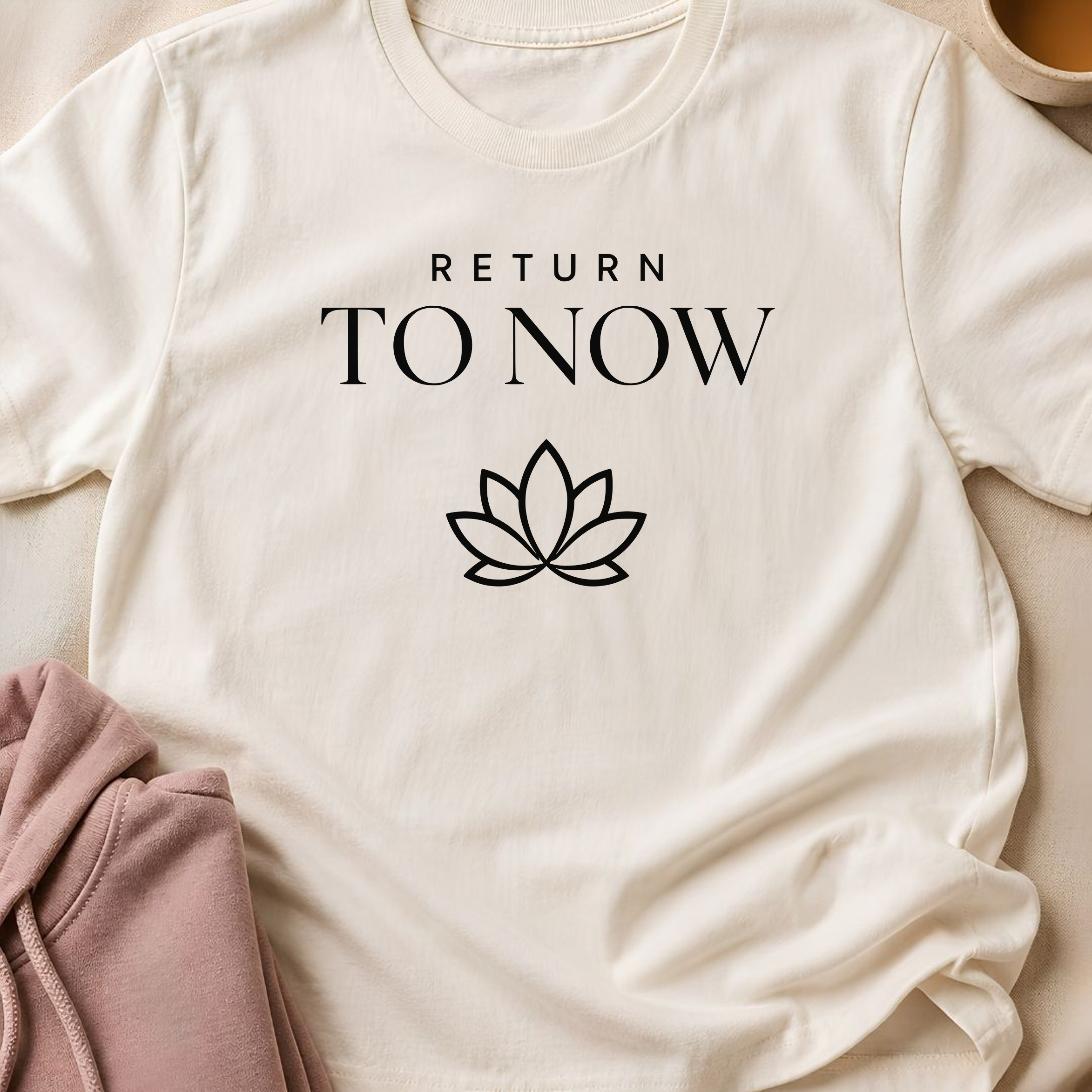 Return To Now Shirt, Minimalist Mindfulness Tee, Meditation T-Shirt, Lotus Yoga Shirt, Wellness Gift.