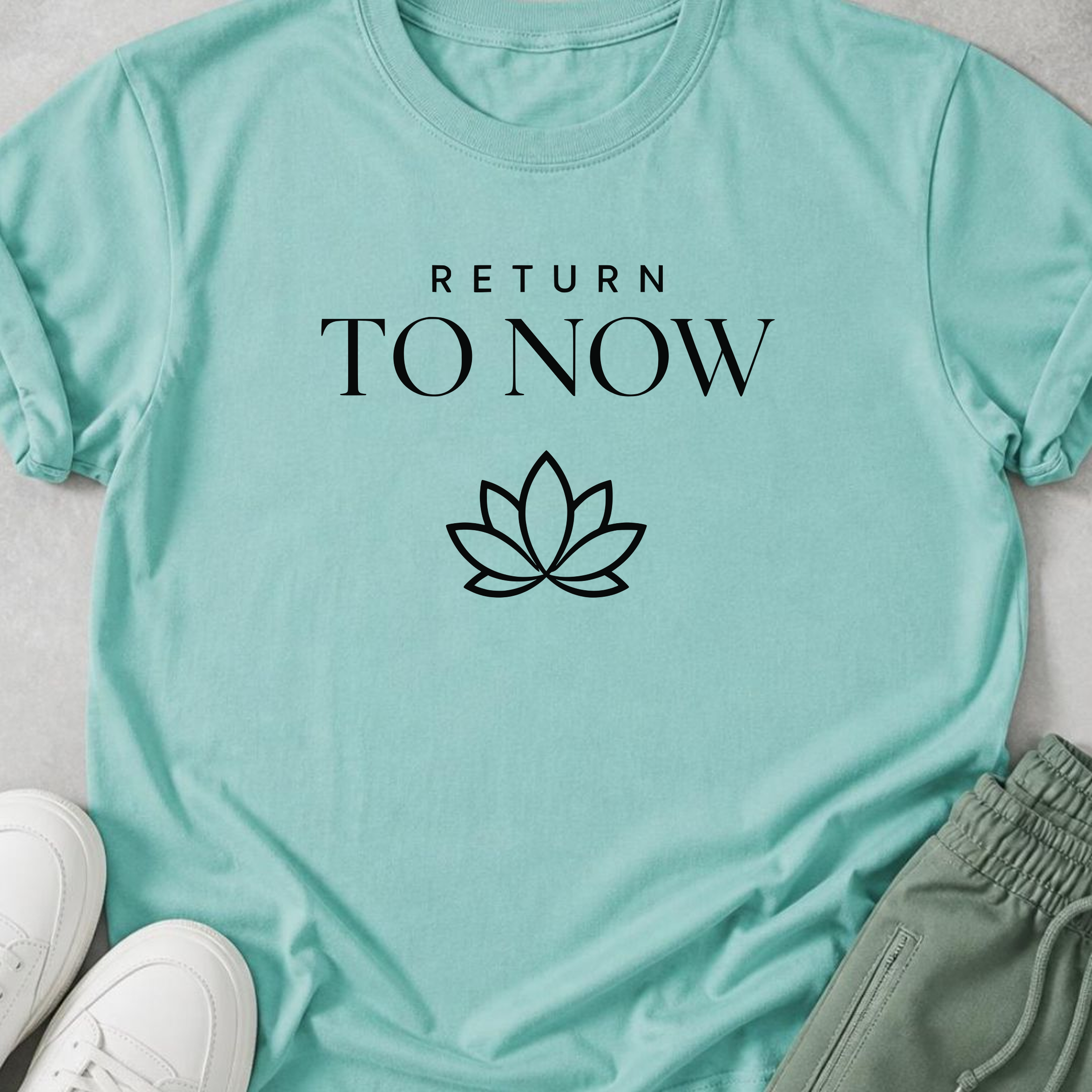 Return To Now Shirt, Minimalist Mindfulness Tee, Meditation T-Shirt, Lotus Yoga Shirt, Wellness Gift.