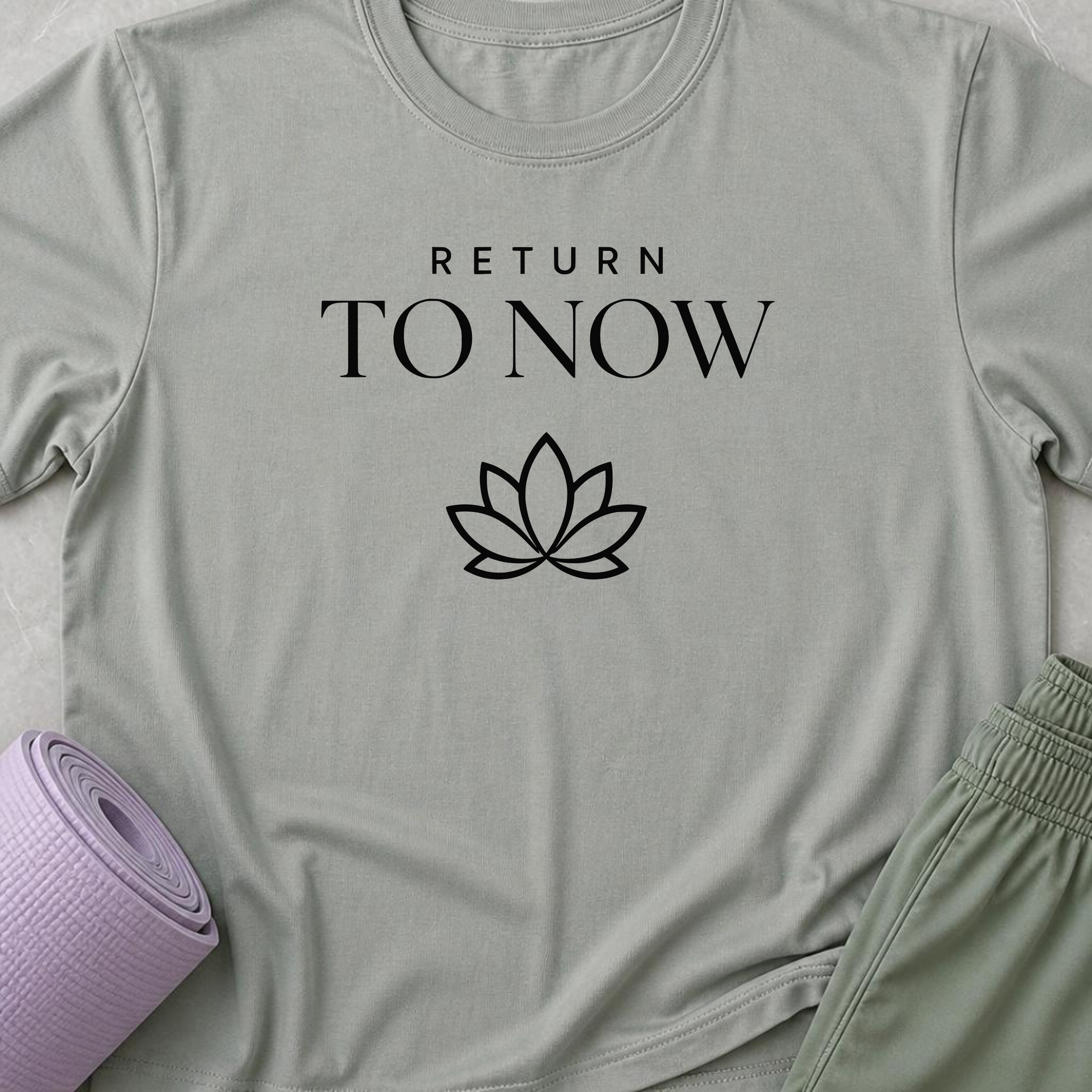 Return To Now Shirt, Minimalist Mindfulness Tee, Meditation T-Shirt, Lotus Yoga Shirt, Wellness Gift.