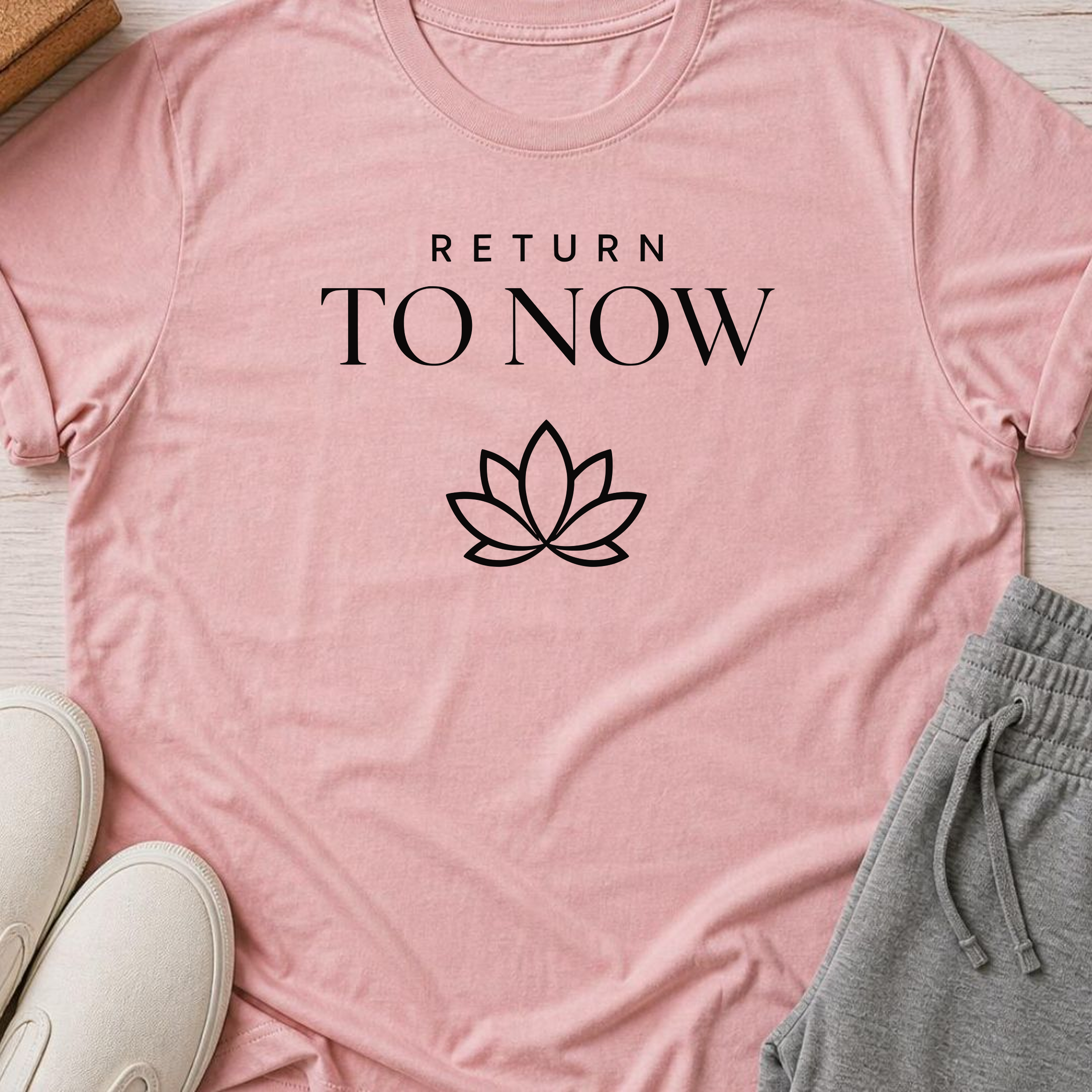 Return To Now Shirt, Minimalist Mindfulness Tee, Meditation T-Shirt, Lotus Yoga Shirt, Wellness Gift.