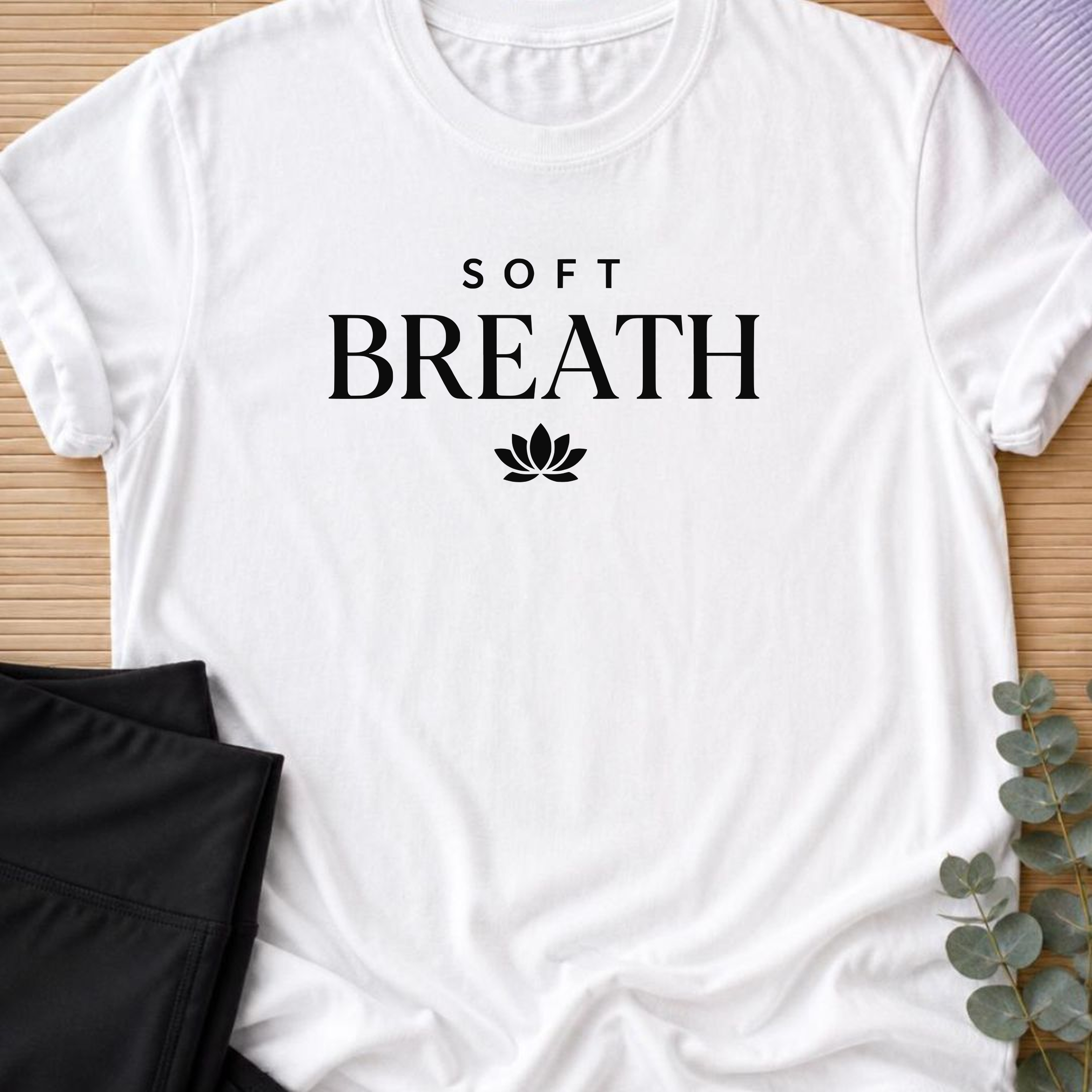 Soft Breath Yoga Shirt, Minimalist Lotus Tee, Meditation T-Shirt, Mindfulness Gift, Calm Wellness Shirt.