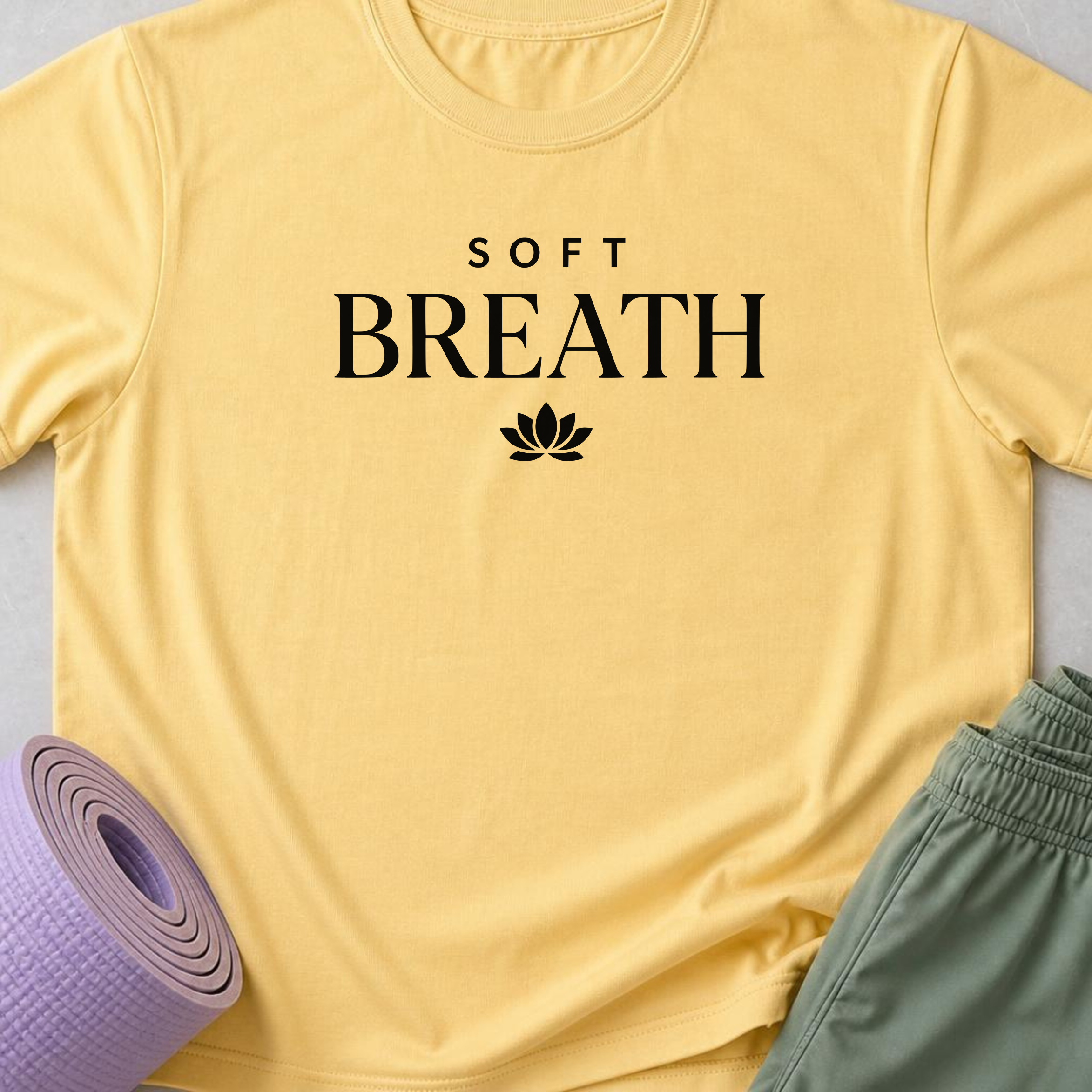 Soft Breath Yoga Shirt, Minimalist Lotus Tee, Meditation T-Shirt, Mindfulness Gift, Calm Wellness Shirt.