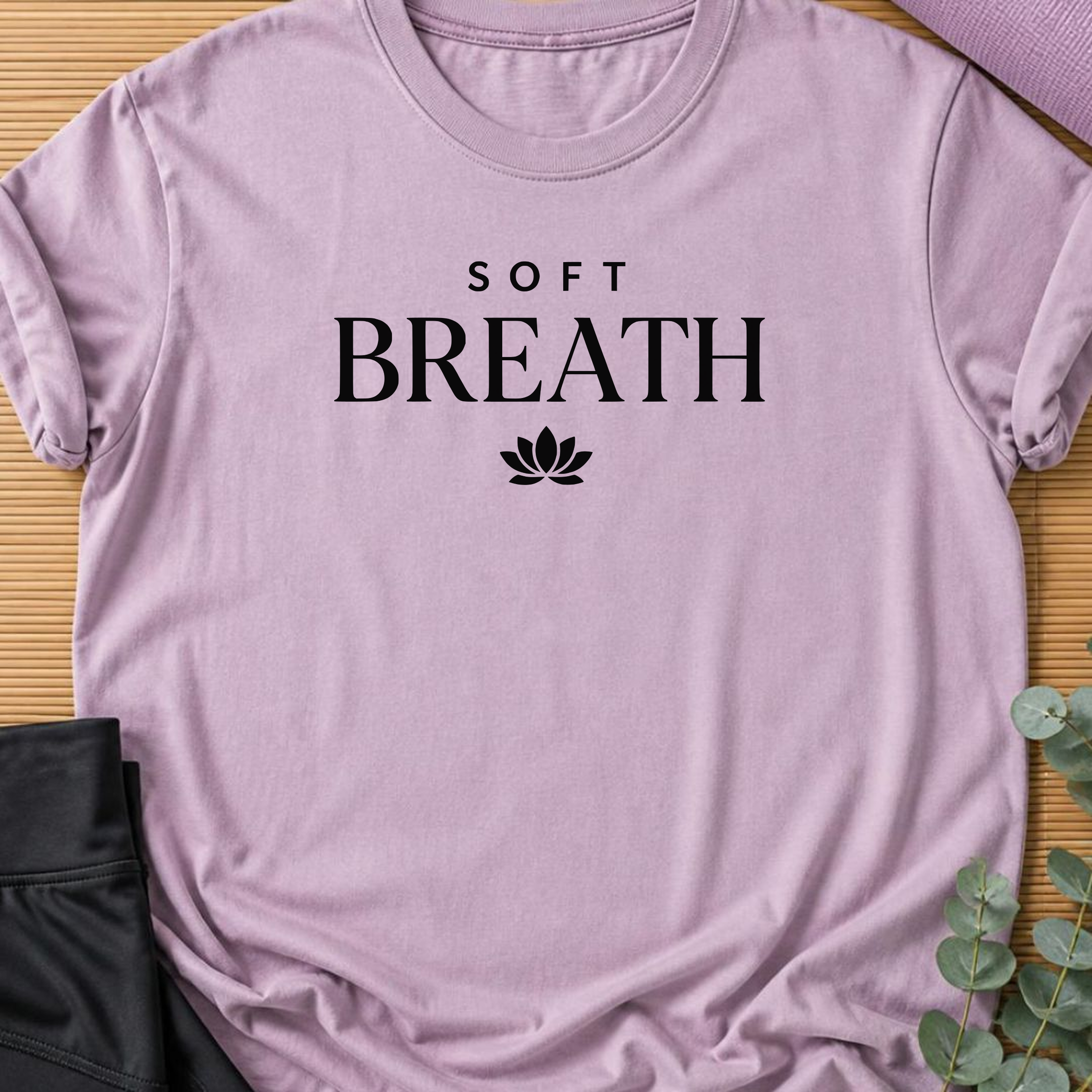 Soft Breath Yoga Shirt, Minimalist Lotus Tee, Meditation T-Shirt, Mindfulness Gift, Calm Wellness Shirt.