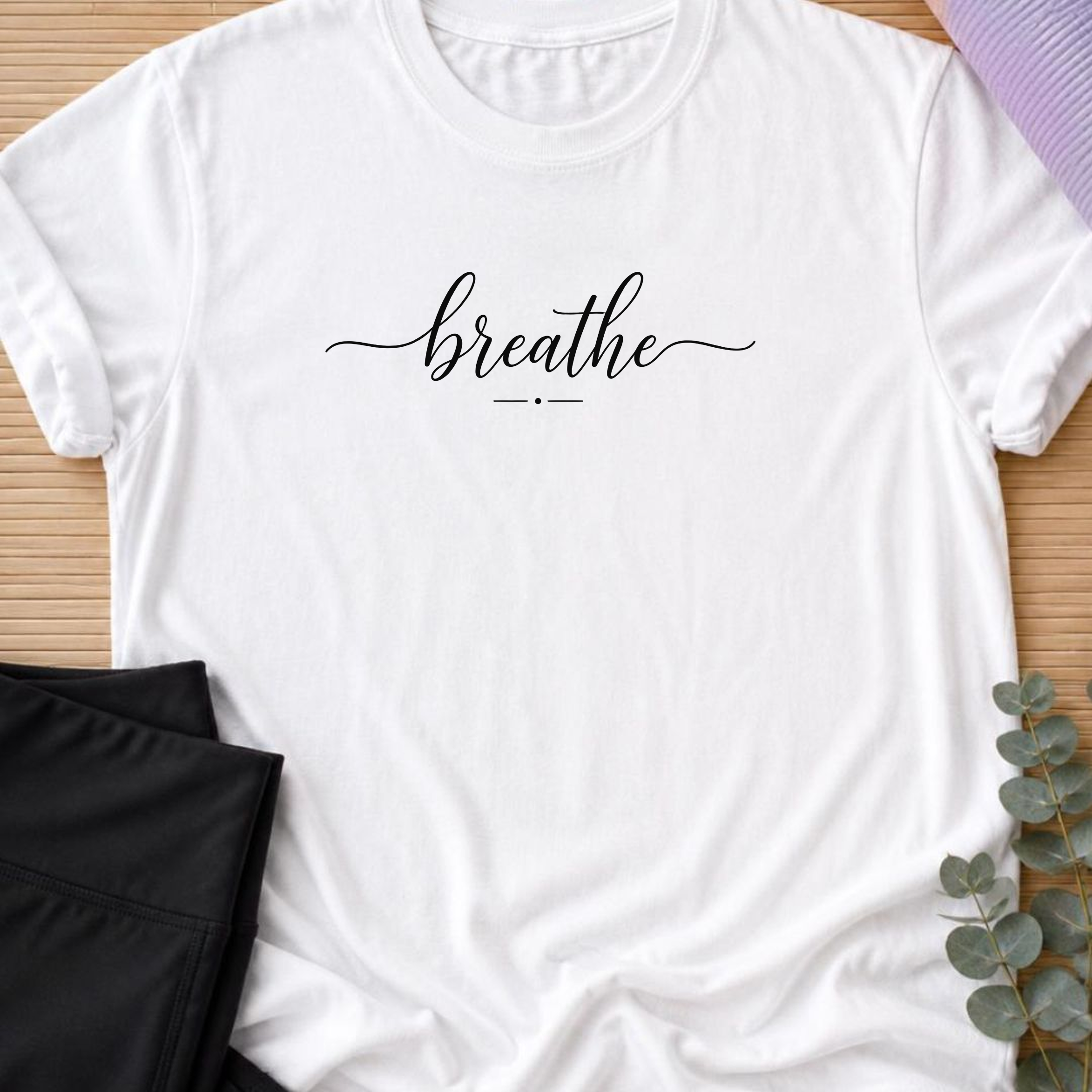 breathe Yoga Shirt, Minimalist Meditation Tee, Mindfulness T-Shirt, Wellness Gift, Peaceful Yoga Lover Shirt