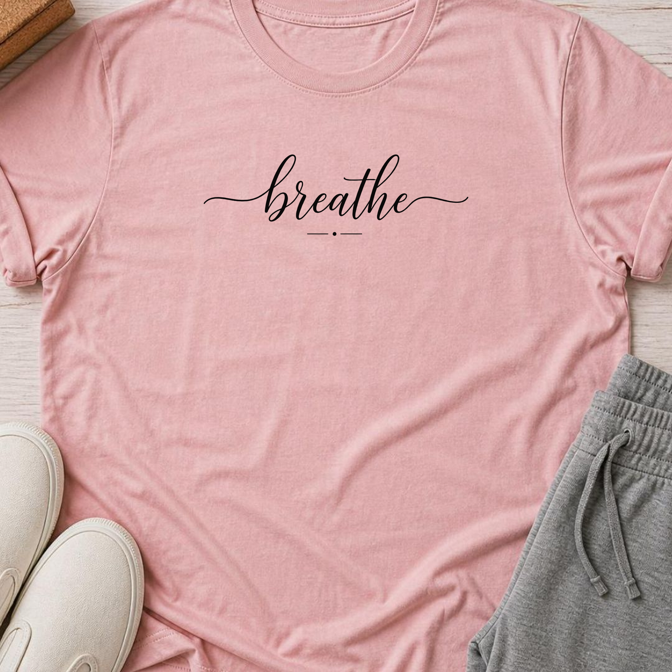 breathe Yoga Shirt, Minimalist Meditation Tee, Mindfulness T-Shirt, Wellness Gift, Peaceful Yoga Lover Shirt