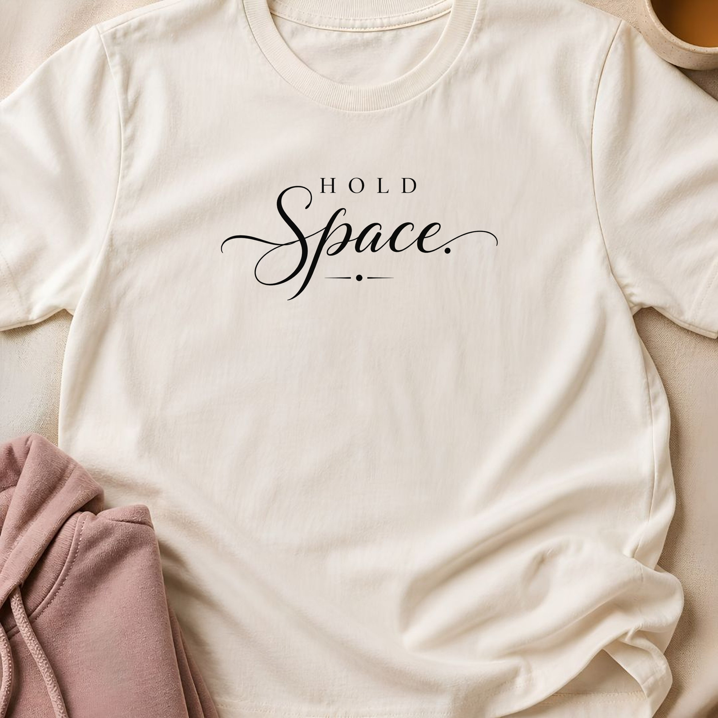 Hold Space Yoga Shirt, Minimalist Meditation Tee, Mindfulness T-Shirt, Wellness Gift, Peaceful Yoga Lover Shirt