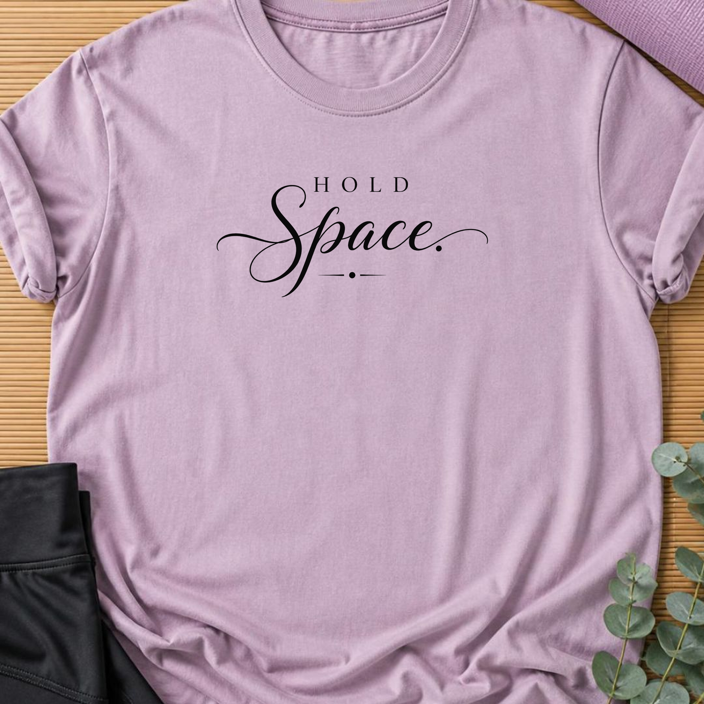 Hold Space Yoga Shirt, Minimalist Meditation Tee, Mindfulness T-Shirt, Wellness Gift, Peaceful Yoga Lover Shirt