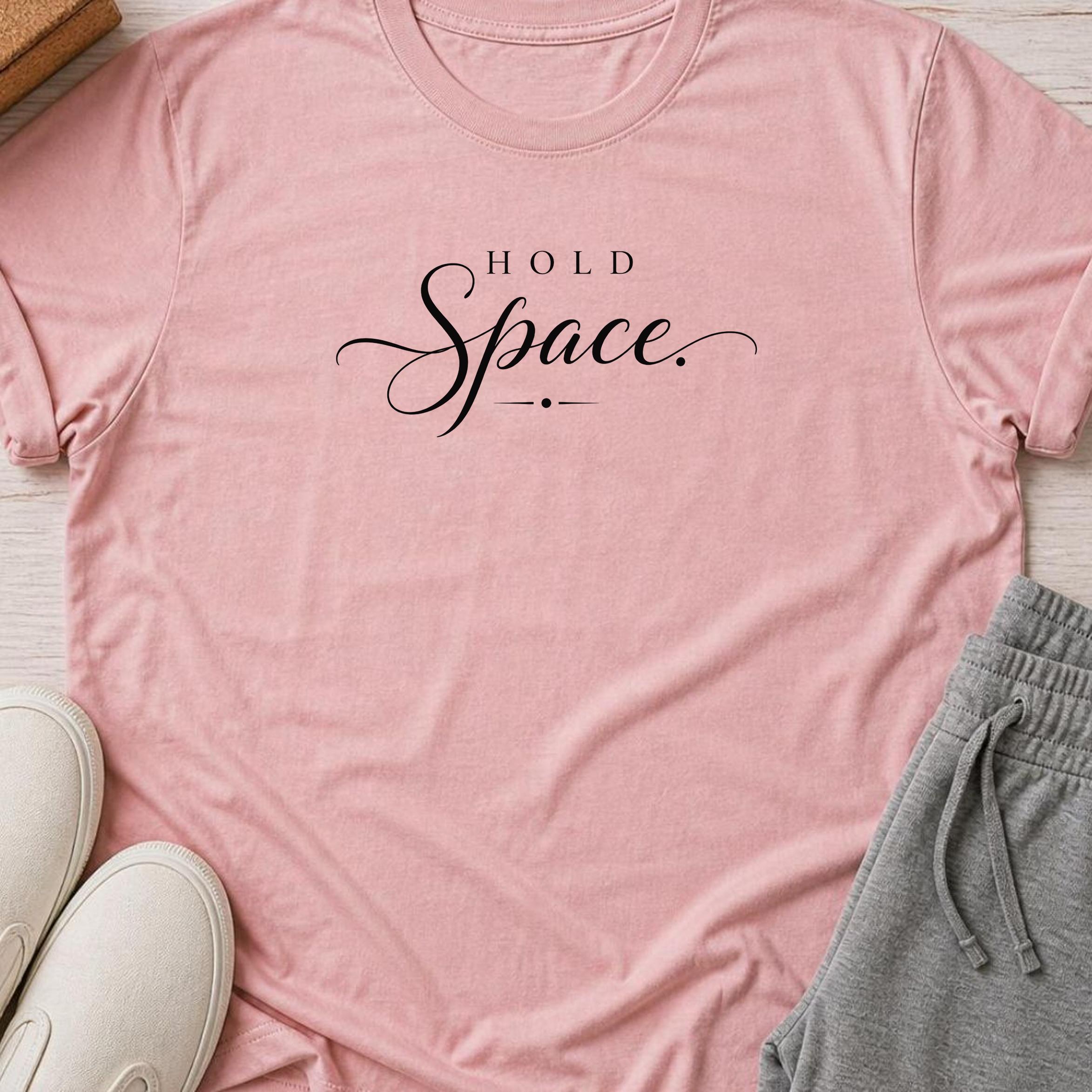 Hold Space Yoga Shirt, Minimalist Meditation Tee, Mindfulness T-Shirt, Wellness Gift, Peaceful Yoga Lover Shirt