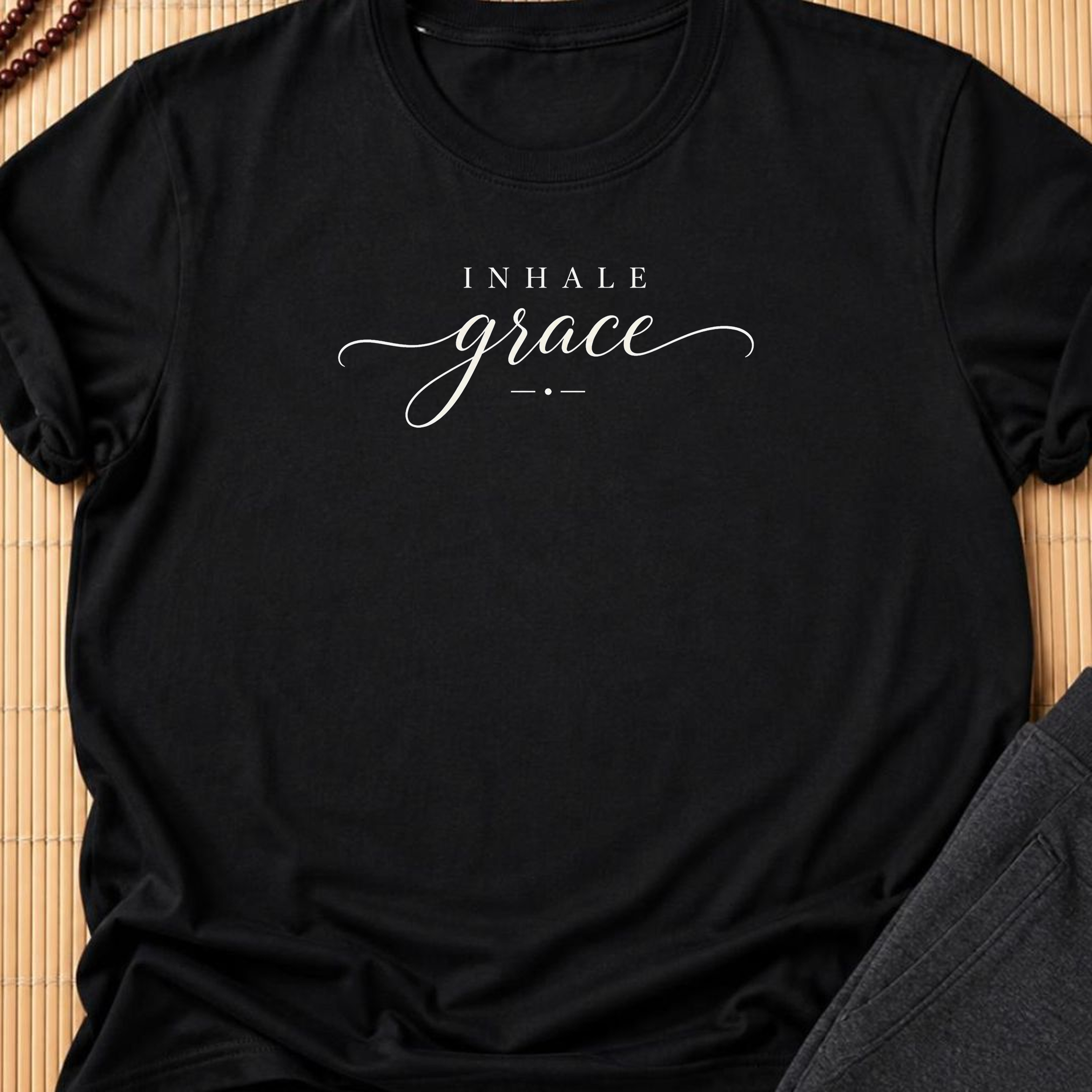 Inhale grace Yoga Shirt, Minimalist Meditation Tee, Mindfulness T-Shirt, Wellness Gift, Peaceful Yoga Lover Shirt