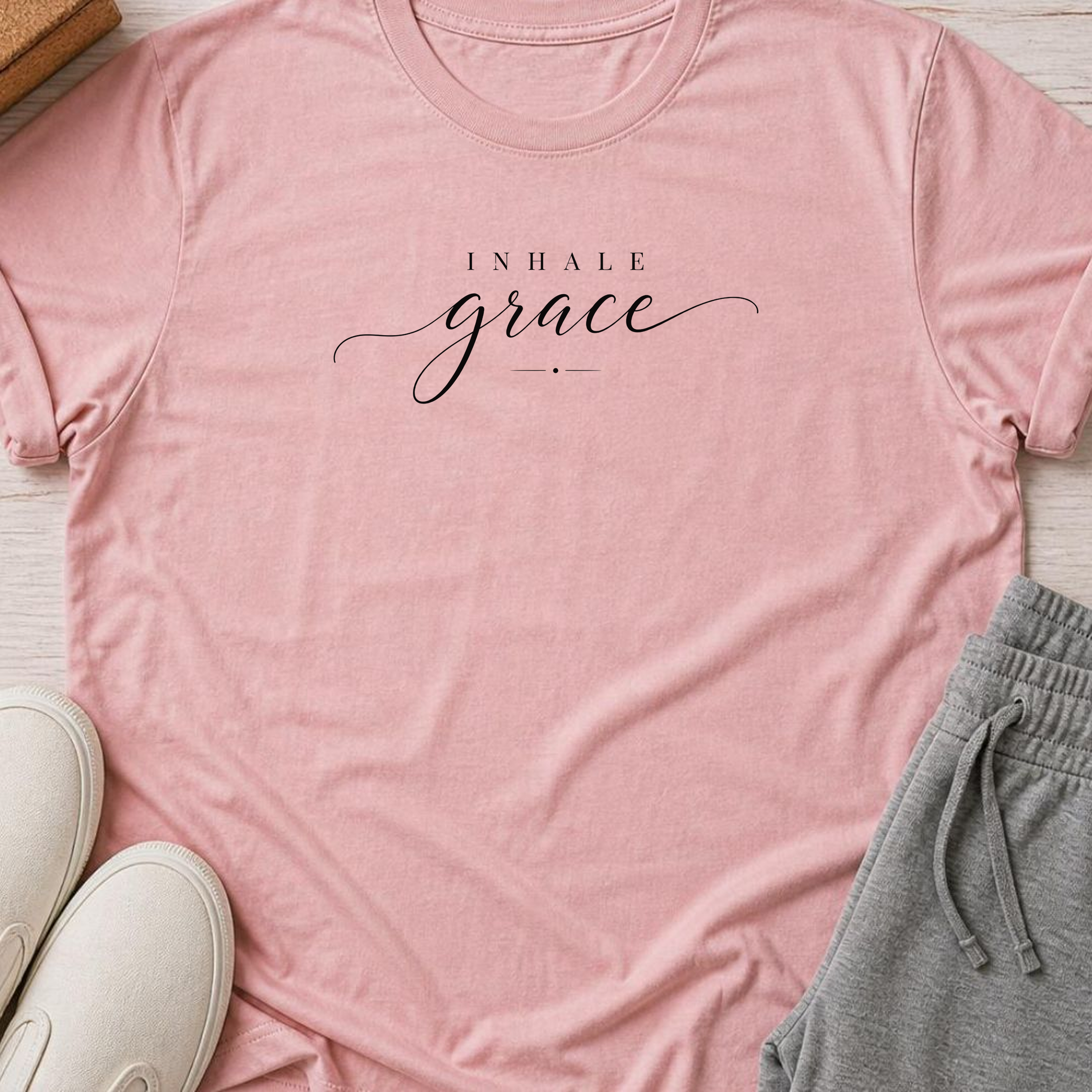 Inhale grace Yoga Shirt, Minimalist Meditation Tee, Mindfulness T-Shirt, Wellness Gift, Peaceful Yoga Lover Shirt