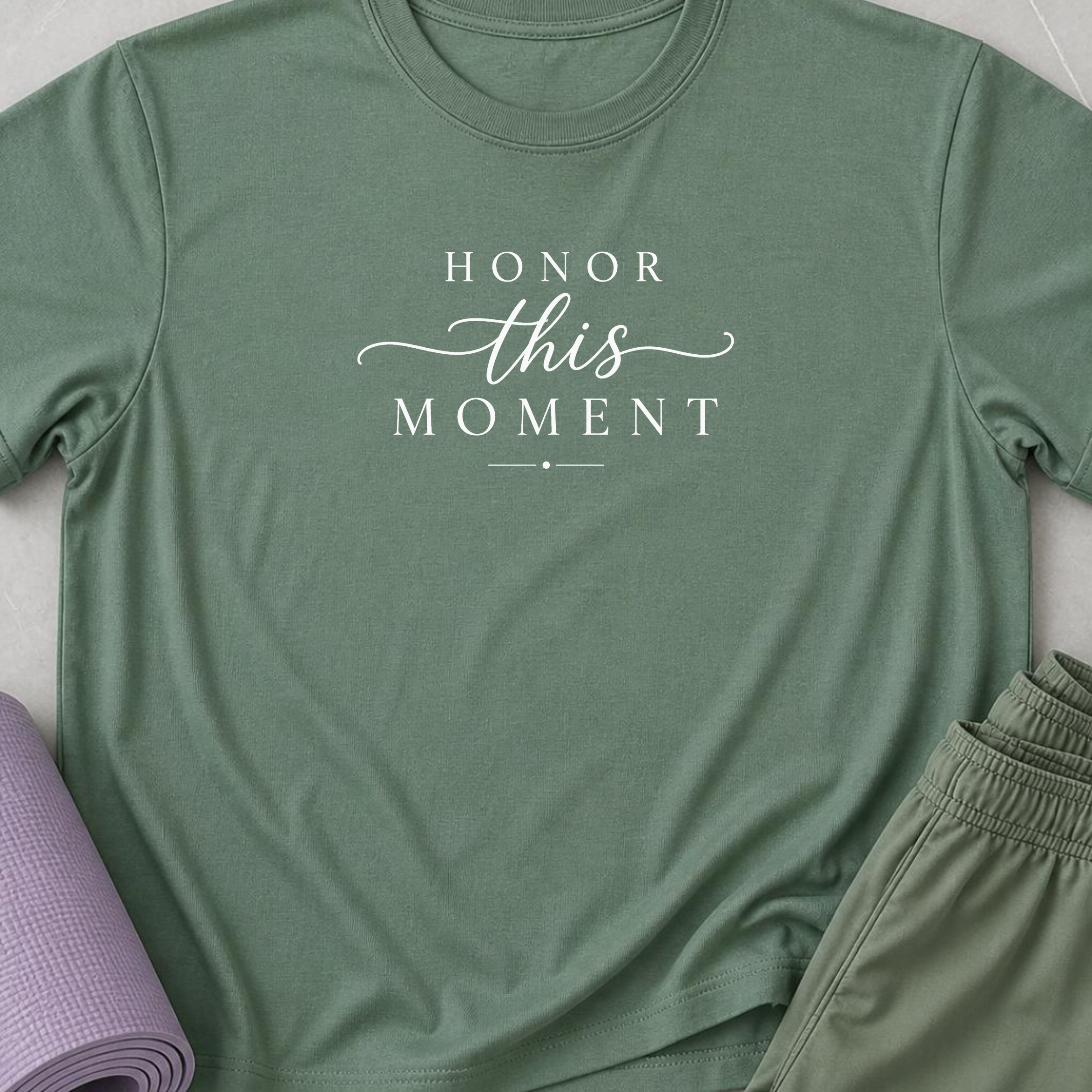 HONOR this MOMENT Yoga Shirt, Minimalist Meditation Tee, Mindfulness T-Shirt, Wellness Gift, Peaceful Yoga Lover Shirt