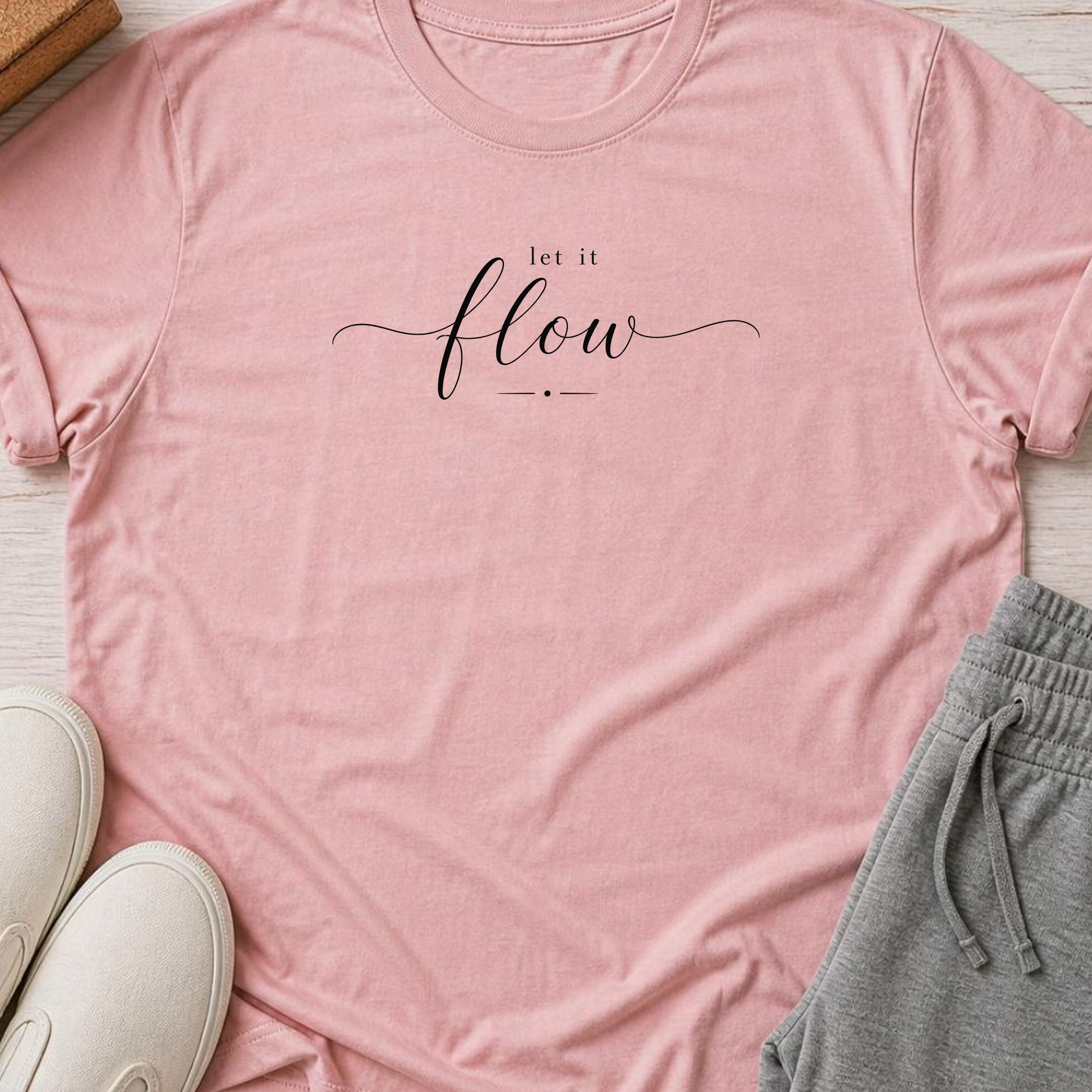 let it flow, Yoga Shirt, Minimalist Meditation Tee, Mindfulness T-Shirt, Wellness Gift, Peaceful Yoga Lover Shirt