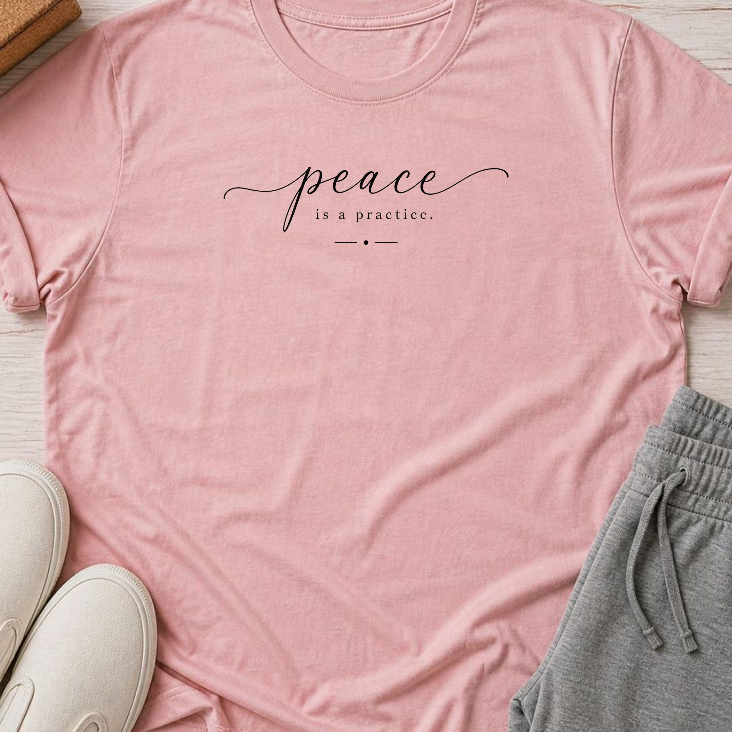 peace is a practice Yoga Shirt, Minimalist Meditation Tee, Mindfulness T-Shirt, Wellness Gift, Peaceful Yoga Lover Shirt