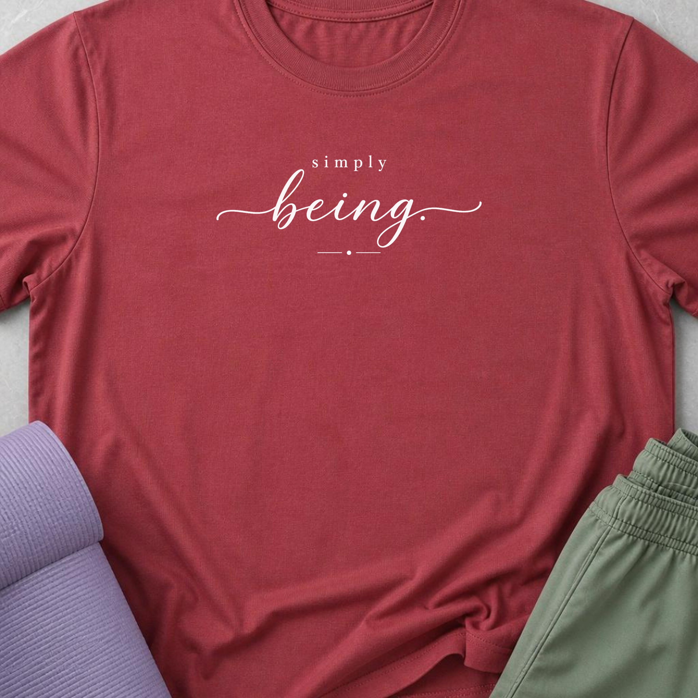 simply being Yoga Shirt, Minimalist Meditation Tee, Mindfulness T-Shirt, Wellness Gift, Peaceful Yoga Lover Shirt