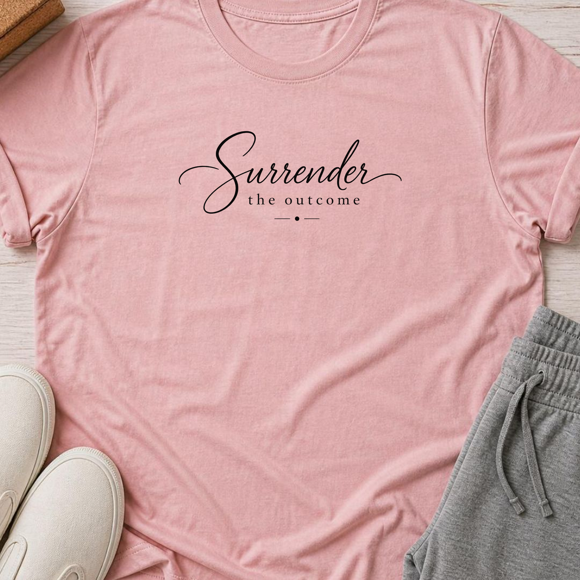 Surrender the outcome Yoga Shirt, Minimalist Meditation Tee, Mindfulness T-Shirt, Wellness Gift, Peaceful Yoga Lover Shirt